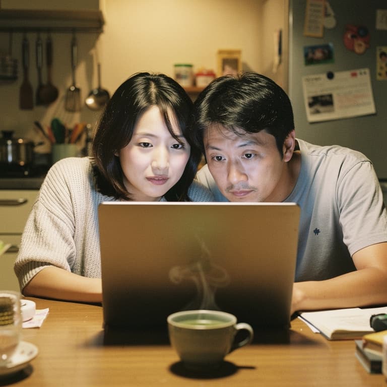 ノートPCを一緒にのぞき込む2人